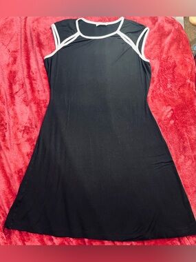 Calvin Klein Black Dress with White Trim - Long Sleeve Style